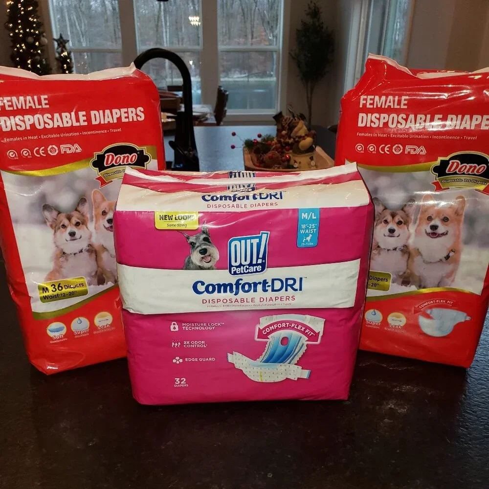 Dono Disposable Dog Diapers Female, Super Absorbent Doggie Diaper, Size: M/L